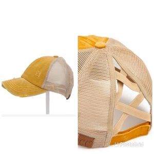 Mustard and Beige C.C Criss Cross Cap
